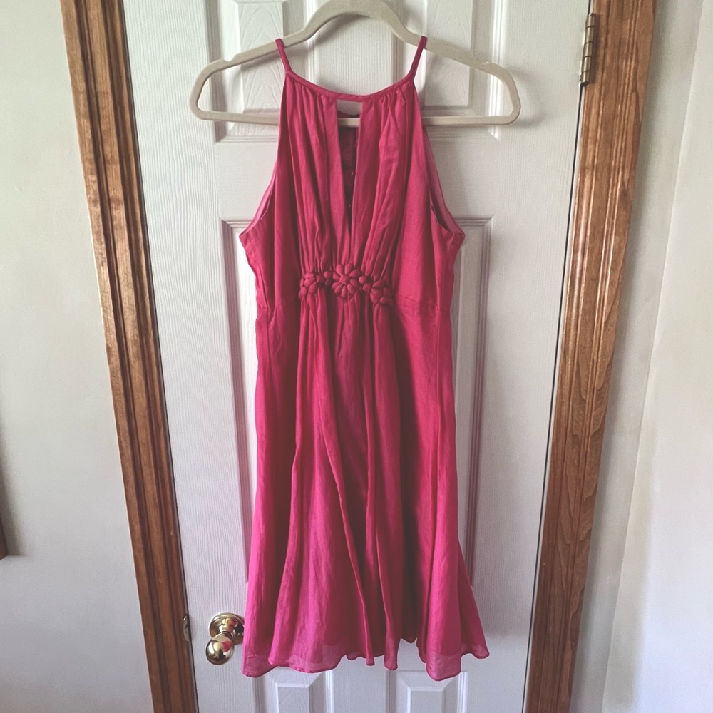 Silk blend high neck dress